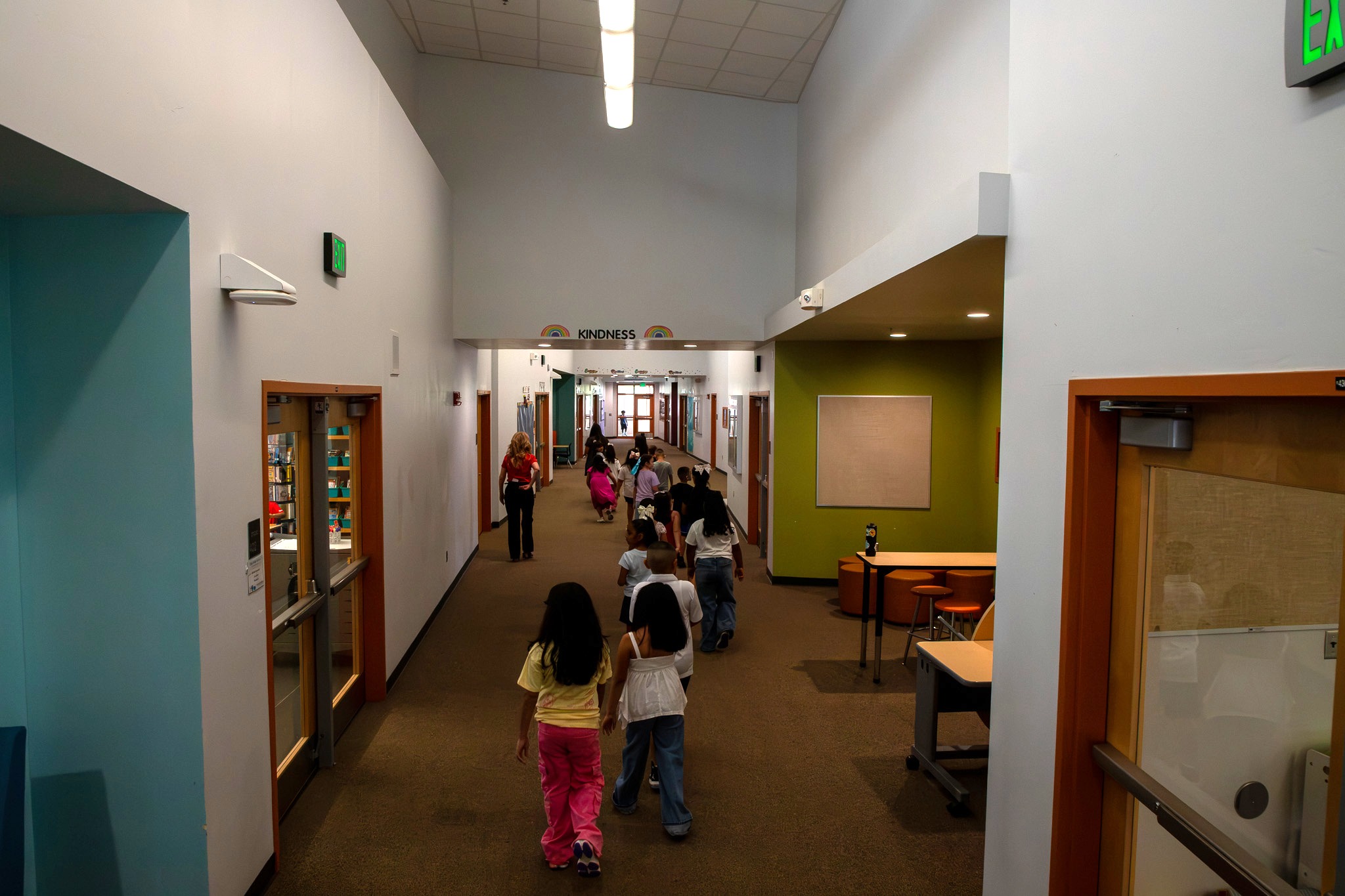 Students walk through the hallways